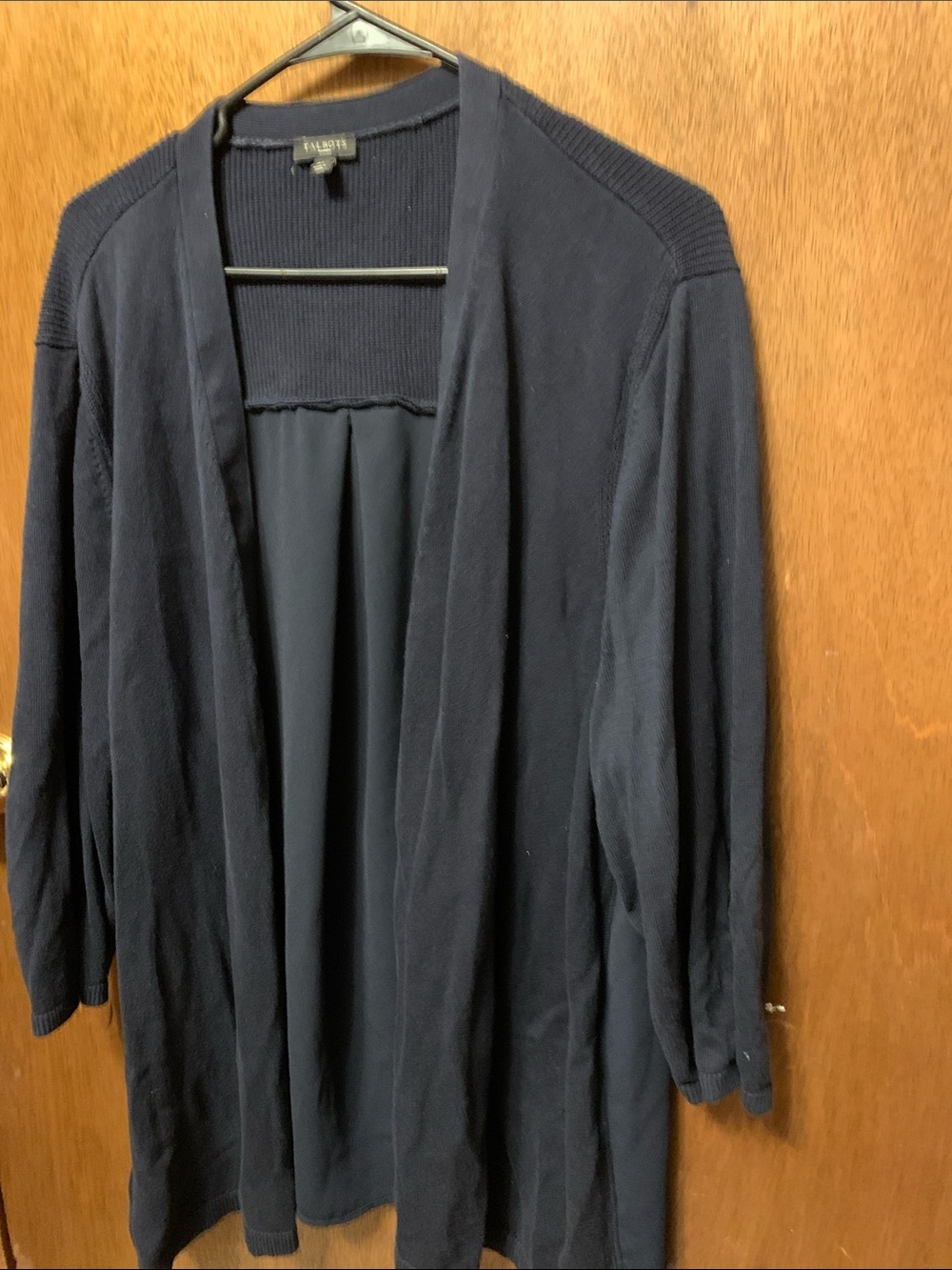 Talbots Navy Open-Front Knit Cardigan